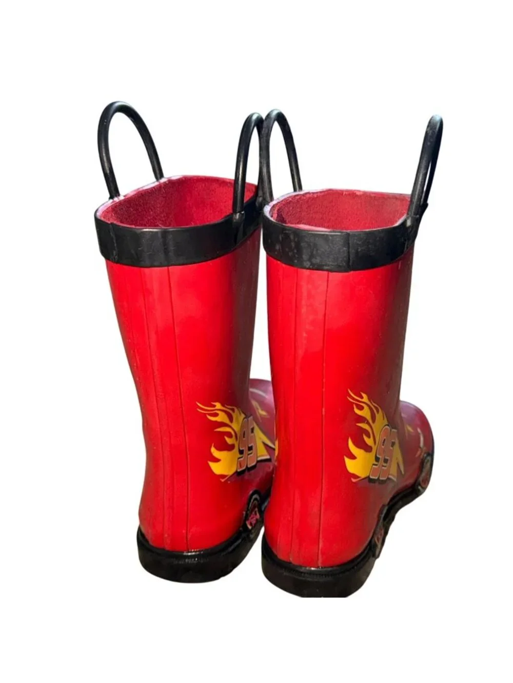 Disney Cars Lightning McQueen Rain Boots-Pull On-Red-Size 13